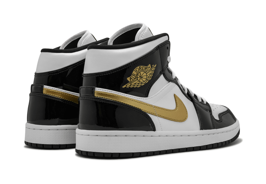 Jordan 1 Mid Patent Black White Gold | Sneaker Cream