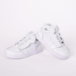 Alternative view of Jordan 1 Mid Full White Kid