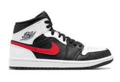 Jordan 1 Mid Black Chile Red White | Sneaker Cream