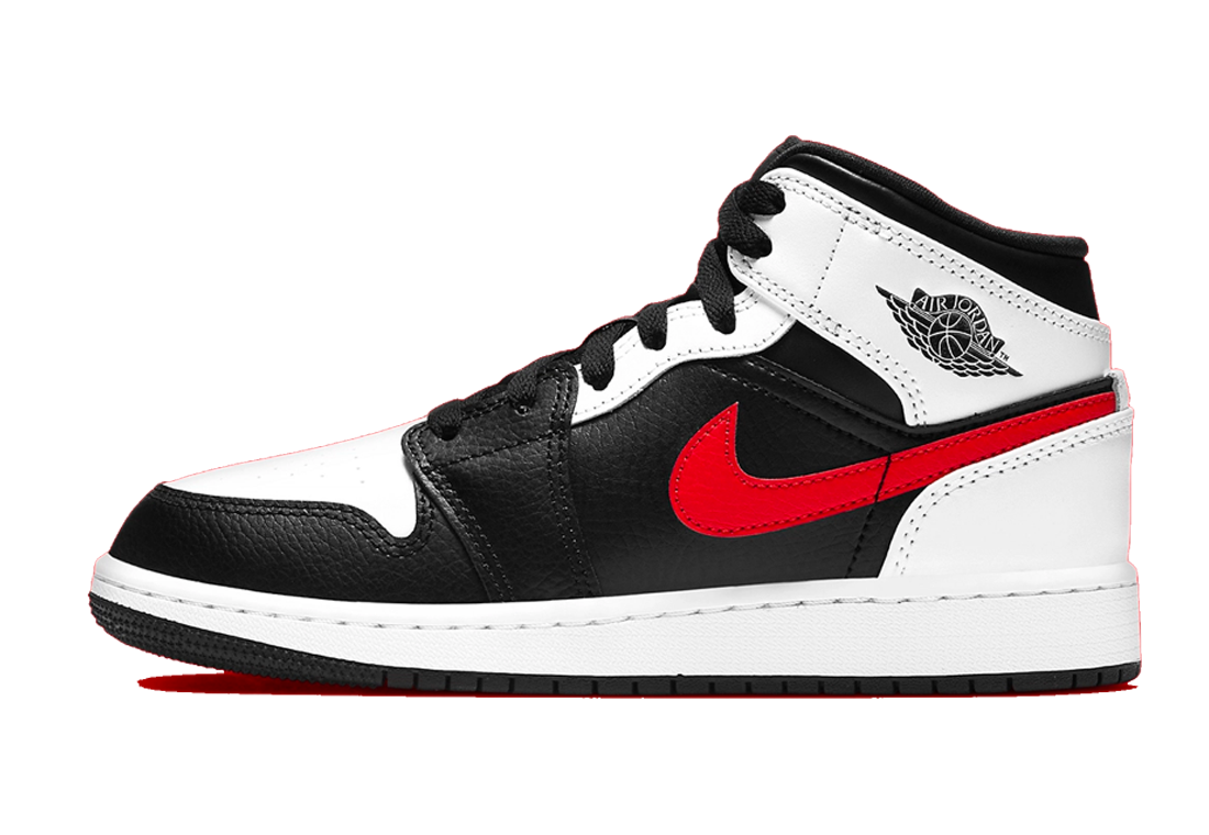 Jordan 1 Mid Black Chile Red White | Sneaker Cream